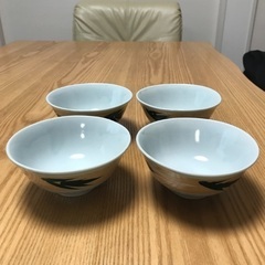 昭和レトロな飯碗（笹の葉模様)4点の画像