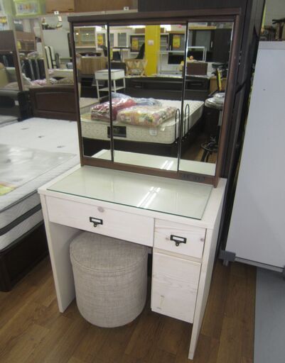 R349 三面鏡ドレッサー、アウトレット品、未使用、訳あり、幅70cm