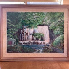 絵画　達沢不動滝