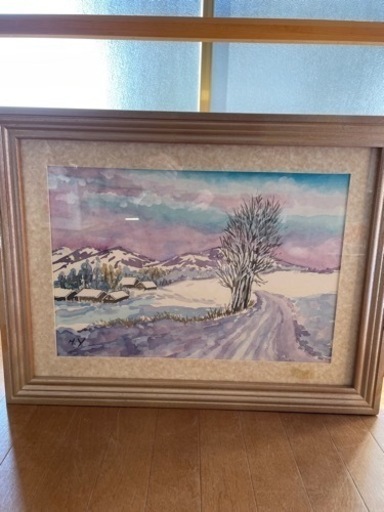 絵画　冬の夕暮れ