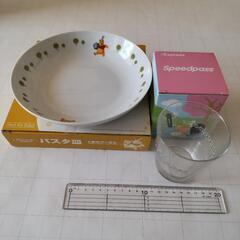 【新品】くまのプーさんパスタ皿とガラスコップの画像