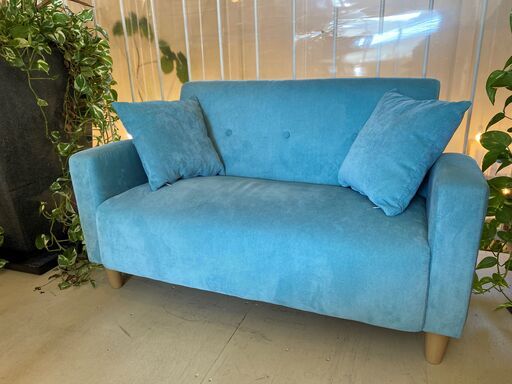 宇都宮でオシャレな家具を探すなら『オトワリバース！』ソファ 2人掛け ブルー 中古品