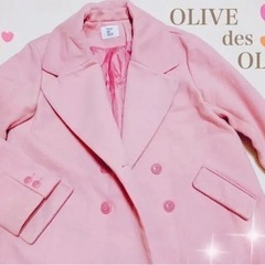5回着用 美品 オリーブデオリーブ レディース ピンク チェスターコート コート 上着 冬服の画像