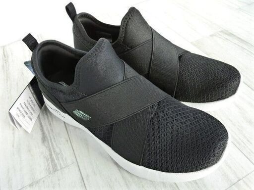 ☆新品未使用☆ 定価7,150円 SKECHERS SKECH スケッチャーズ 超軽量 通気 高クッション クロスゴムスリッポン ブラック 23.5cm