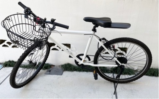 自転車 ホワイト ［美品］変速ギア ドリンクホルダー 付き