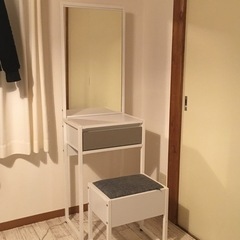 【配送】LOWYA コンパクトドレッサー＋スツール