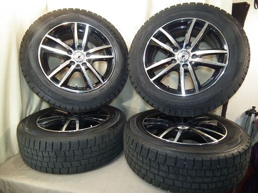 【紋別市発】美品　スタッドレスタイヤ＋アルミホイール４本セット　ダンロップウインターマックス01　バリ山8～9分山　205/60R16　アルミホイール　BROOK　16×6.5J　５H×100　プリウスに２シーズン使用　バリ山8～9分山　傷の少ない美品