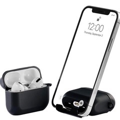 携帯電話スタンド付きのAirPodsケース（黒）