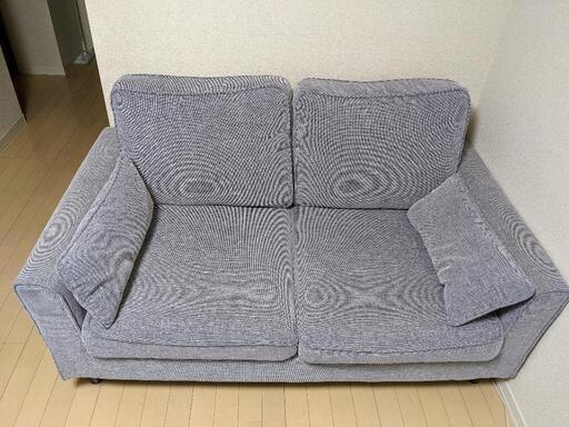ソファ　グレー　２人掛け　布張り　座面背もたれカバー洗濯可