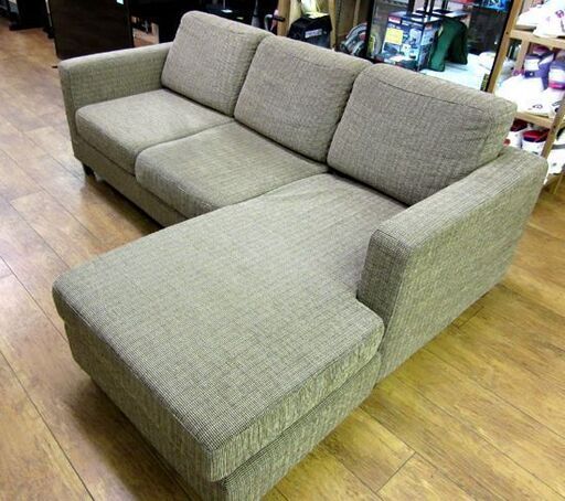 RELAX FOAM ファブリック カウチソファ 幅：約194cm 3人掛け L字 椅子 家具 オットマン付き 札幌市 厚別店 