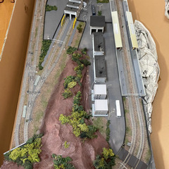 鉄道ジオラマ　レイアウト複線※150x60cm Ｗクロス&2線ヤードの画像