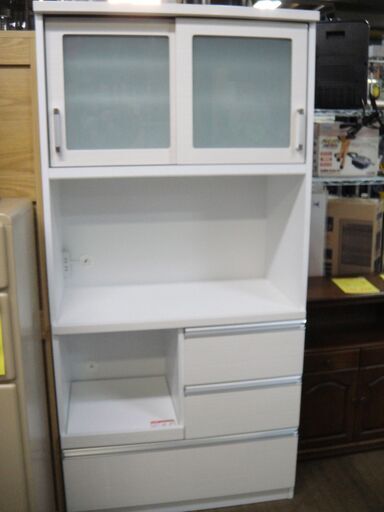 SALE中につき、通常特価32,978円より3,000円引きの29,978円!　入江木工（九州・大川）キッチンボード　ピュア90　食器棚　レンジボード　レンジ台　家電ボード　キッチン収納