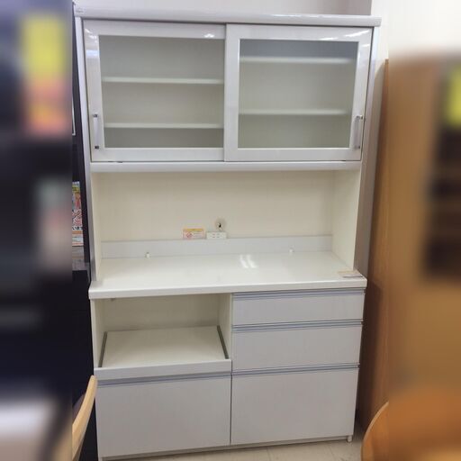 J691 Pamouna パモウナ 食器棚 キッチンボード ホワイト 1200×445×1940 クリーニング済み