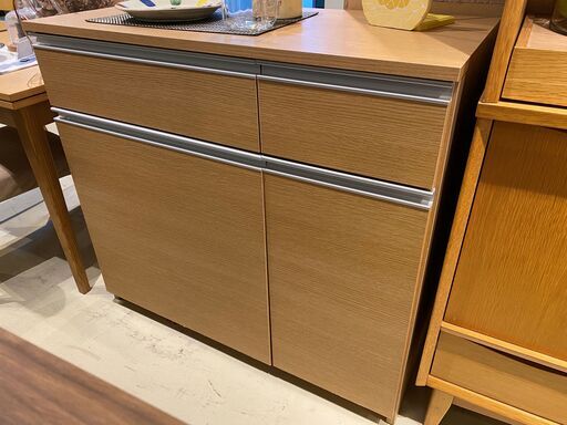 宇都宮でオシャレな家具を探すなら『オトワリバース！』キッチンボード ダストボックス付き キッチン収納 収納棚 ナチュラル 中古品