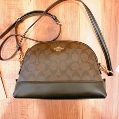 ★決まりました★未使用品★ 【COACH】コーチ コーティングキャンバス スムースレザー シグネチャー ドーム クロスボディ 2way ショルダー 斜め掛け クラッチバッグ ブラウン×ブラック（日本未発売）の画像