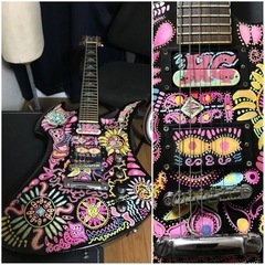 hide風サイケ柄モッキンバード ギター格安ヴィジュアルハードロック