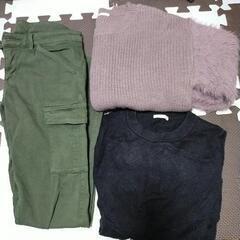 GU　レディース3点　ニット　カーゴパンツ