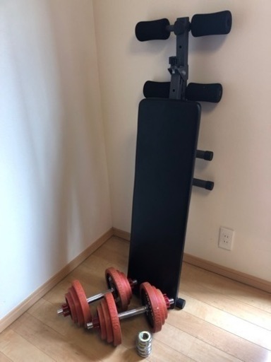 ファイティングロードダンベル　片手20Kgｘ２点　+　おまけベンチ台