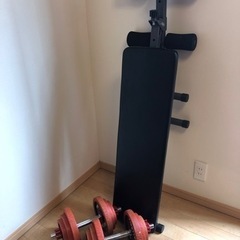 ファイティングロードダンベル　片手20Kgｘ２点　+　おまけベンチ台