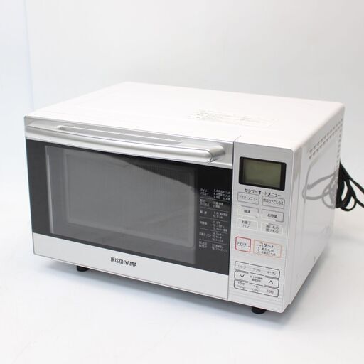 002)【美品】アイリスオーヤマ オーブンレンジ 18L フラットテーブル ホワイト MO-F1801/2018年製　IRIS OHYAMA