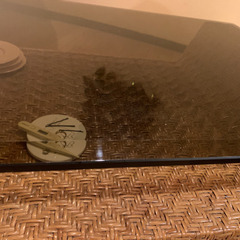 アジアン　テーブル　ガラス　リビング　籐　センターテーブルの画像