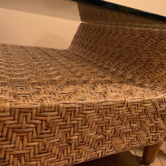 アジアン　テーブル　ガラス　リビング　籐　センターテーブルの画像