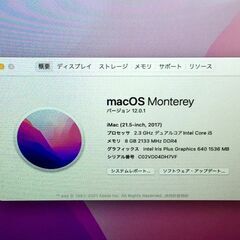 【新入荷】Apple iMac(21.5-inch,2017)（管理番号：2400011095688）の画像