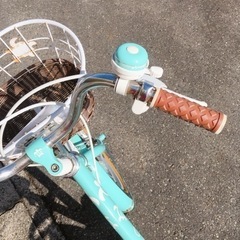 子ども用自転車✨ハワイアンデザイン✨18インチ　グリーンブルー✨鍵なしタイプ✨中古品【こちらは店舗です。浜村鹿野温泉ICから3分 買取本舗 宮本リサイクル 営業時間９～１９時 定休日水曜のみ←連絡できませんm(_ _)m】の画像