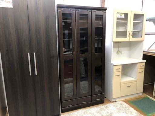 【リサイクルサービス八光　田上店　配達・設置OK】ダークブラウン　収納付き書棚