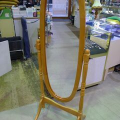 【値下げしました】オーバル木製スタンドミラー【昭和レトロ】