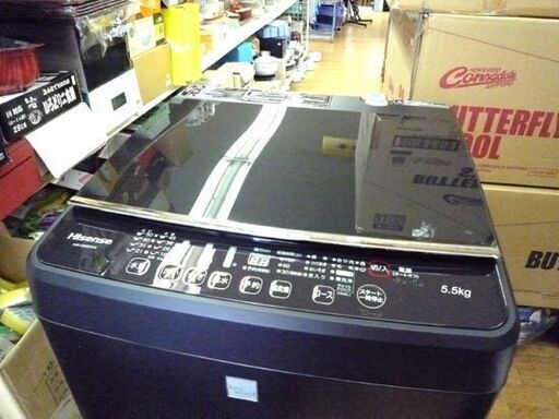 洗濯機 5.5kg 2019年製 ハイセンス HW-G55E5KK ブラック/黒色  全自動洗濯機 幅540×奥行540×高さ950㎜ 札幌市 清田区 平岡