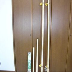 【中古/引取り限定】■階段用手すり■木調パイプ手摺 3.6m継 ...