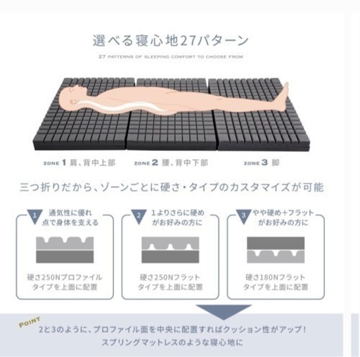 値下げ！！3つ折りマットレス 厚さ10cm 2個セット