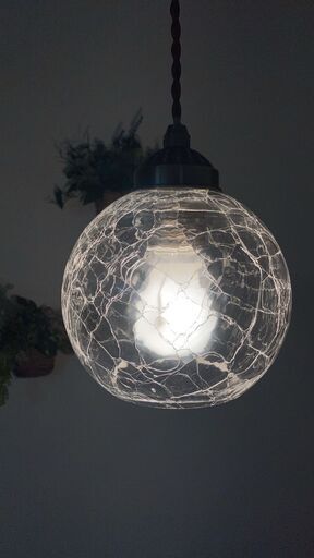 【未使用品】ガラスシェード（直径15cm）ペンダントライト 電球付