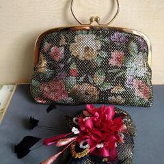 昭和レトロコサージュ　がま口バック