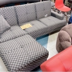 未使用 大川家具 市松模様 L字 ソファーベッド