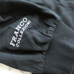 Franco Collezioni フランコ・コレツィオーニ カジュアルな着こなしやゴルフなどに！ 刺繍入長袖ポロシャツ ブラック Mサイズの画像