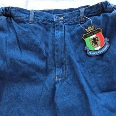 Franco Collezioni フランコ・コレツィオーニ 裏フリース 脇シャーリングデニムパンツ ソフトブルー サイズ選べる LL～3L 股下65cmの画像