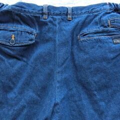 Franco Collezioni フランコ・コレツィオーニ 裏フリース 脇シャーリングデニムパンツ ソフトブルー サイズ選べる LL～3L 股下65cmの画像