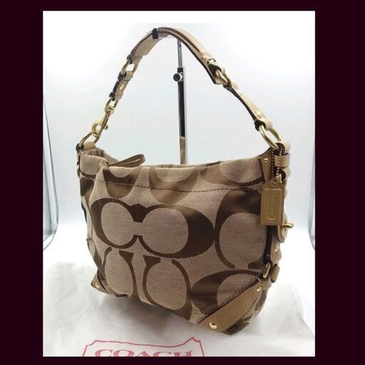 COACH【コーチ】 シグネチャー ショルダーバッグ 型番10619カラーベージュ×ブラウン×茶色 素材キャンバス レザー