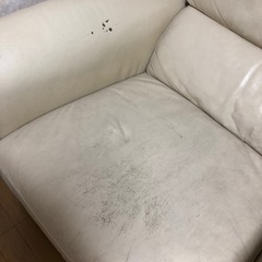 3人掛けソファ　アイボリー　本革の画像