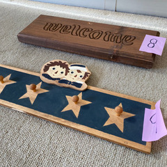 ⑧⑨welcomeボード　カントリー風　自作　380×135 厚み35mmの画像