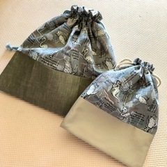 体操着袋　給食袋　鳥柄セット