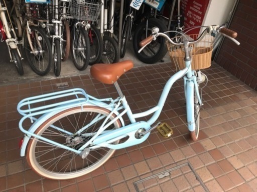 22インチ　内装３段変速　ライト　かご付き　子供用自転車　水色