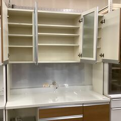 Pamouna/パモウナ レンジボード 食器棚 ハイタイプ WH×NA ブルーモーション 0030602【ユーズドユーズ名古屋天白店】 J1183