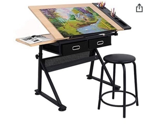 デザイナー　製図用に！！40％oOFF【新品未開封】Kingdely 高さ調節デスク 製図机 勉強机 65cm~105cm調節 0°~