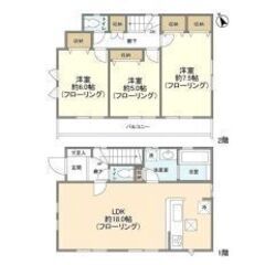 船橋日大前駅　松が丘4　3LDK　駐車場付戸建賃貸貸家　全室ｴｱｺﾝ　ｵｰﾙ洋室　ﾍﾟｯﾄ可　宅配ﾎﾞｯｸｽ　浴室乾燥機 − 千葉県