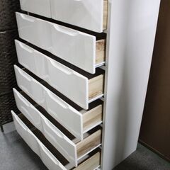 6段チェスト ホワイト 幅80 衣類収納 リビング 寝室 木製 白 三友ファニチャー 収納家具 中古 店頭引取歓迎 R4527)