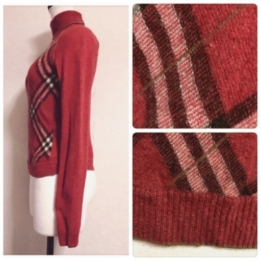 ご購入者様決定꒰BURBERRY꒱BLUE LABEL タートルネック ニット赤 長袖セーター