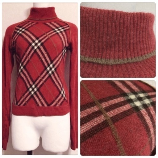 ご購入者様決定꒰BURBERRY꒱BLUE LABEL タートルネック ニット赤 長袖セーター